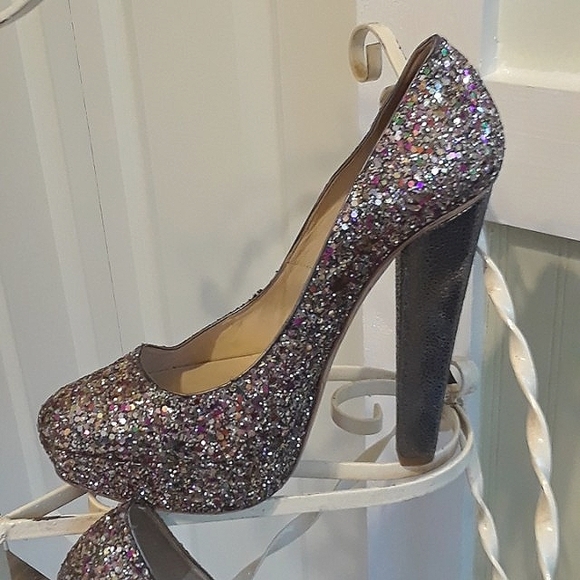 Jimmy Choo multicolor glitter platform shoes size 9 or 39 EU - Picture 2 of 8